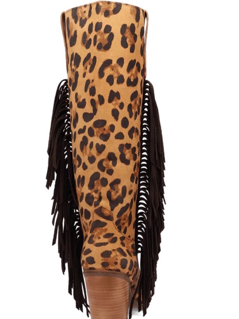 Dingo Leopard Print Fringe Cowgirl Western Boot - Picture 5 of 12